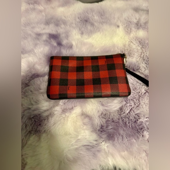 Coach Red and Black Plaid Wristlet - Picture 2 of 3